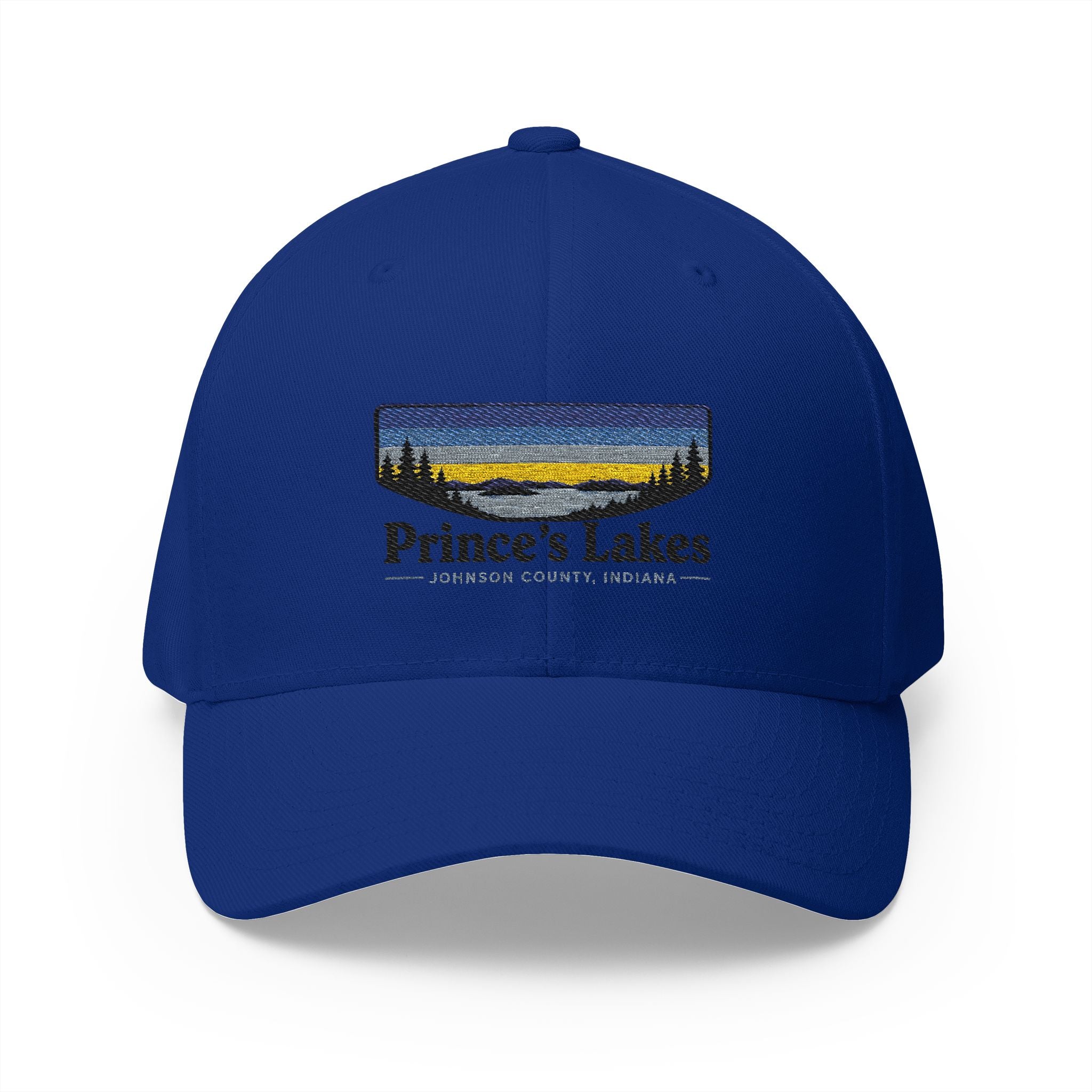 Prince’s Lakes Embroidered Cap — Scenic Lake Sunset Hat