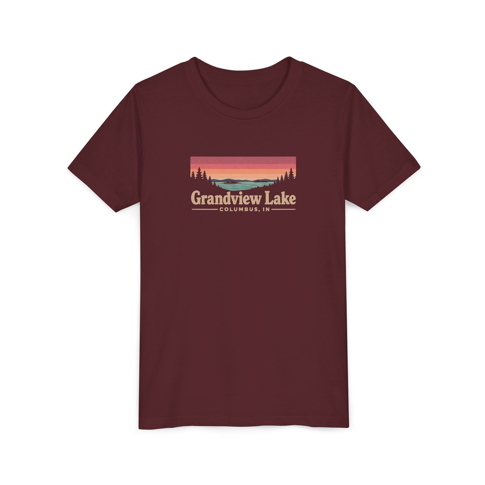 Youth Tee — Grandview Lake Retro Sunset Graphic