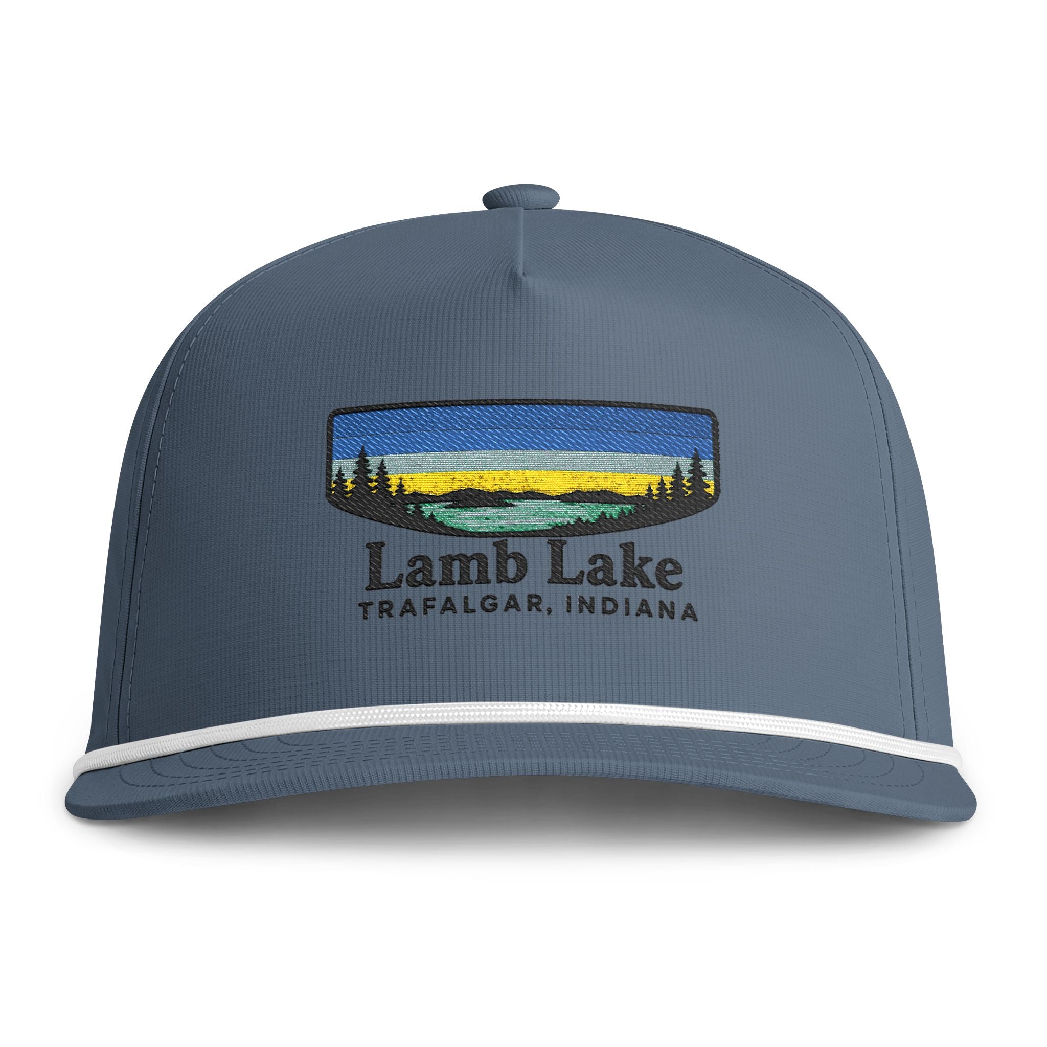 Lamb Lake Sunset Rope Cap — Vintage Sunwashed Embroidered Baseball Hat