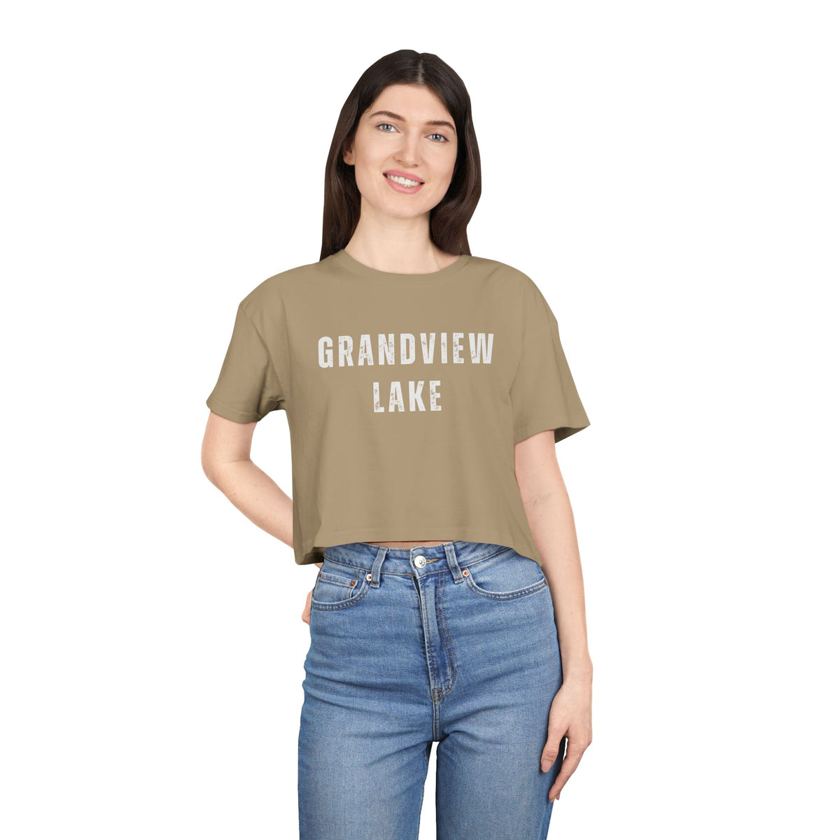 Grandview Lake Crop Tee — Women's Casual Lakeside Graphic Top