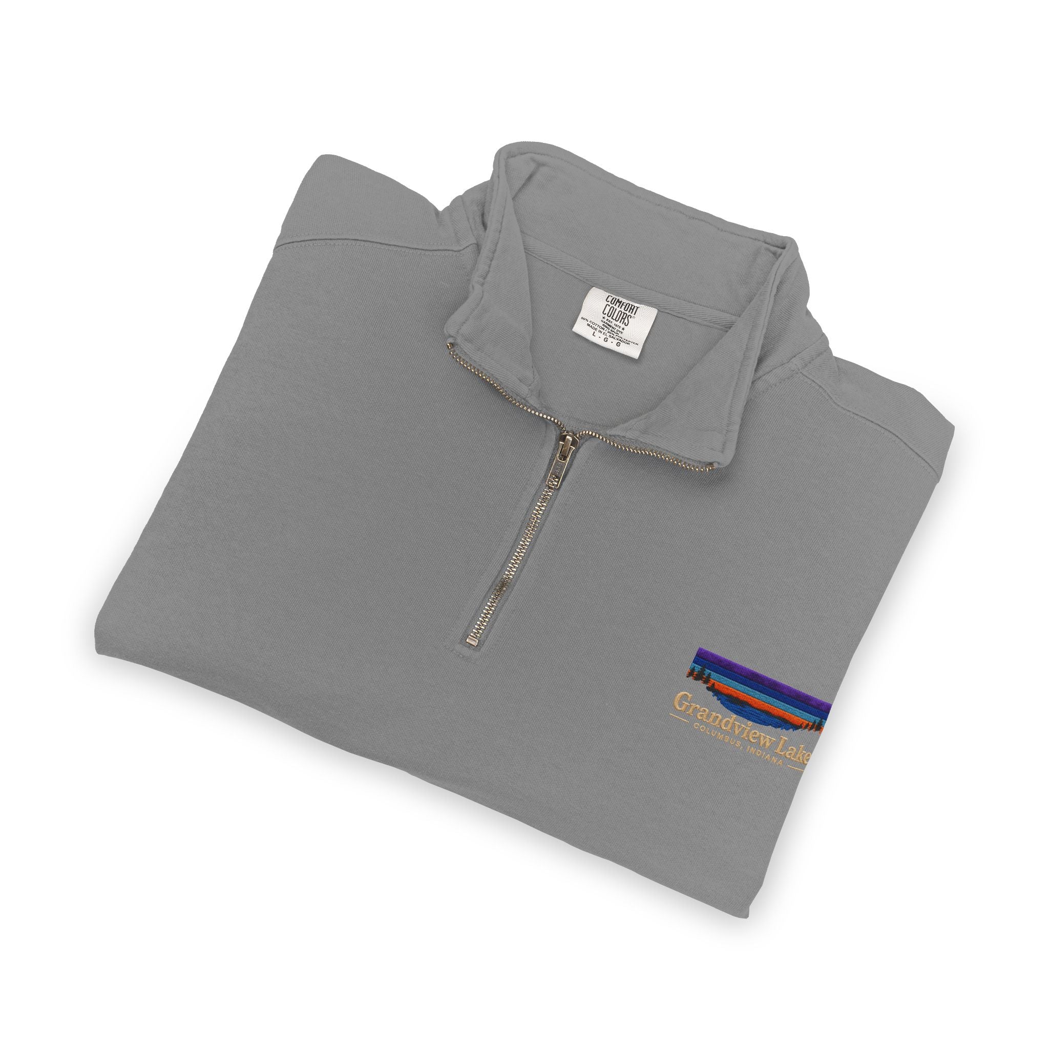 Quarter-Zip Sweatshirt — Grandview Lake Retro Sunset Patch