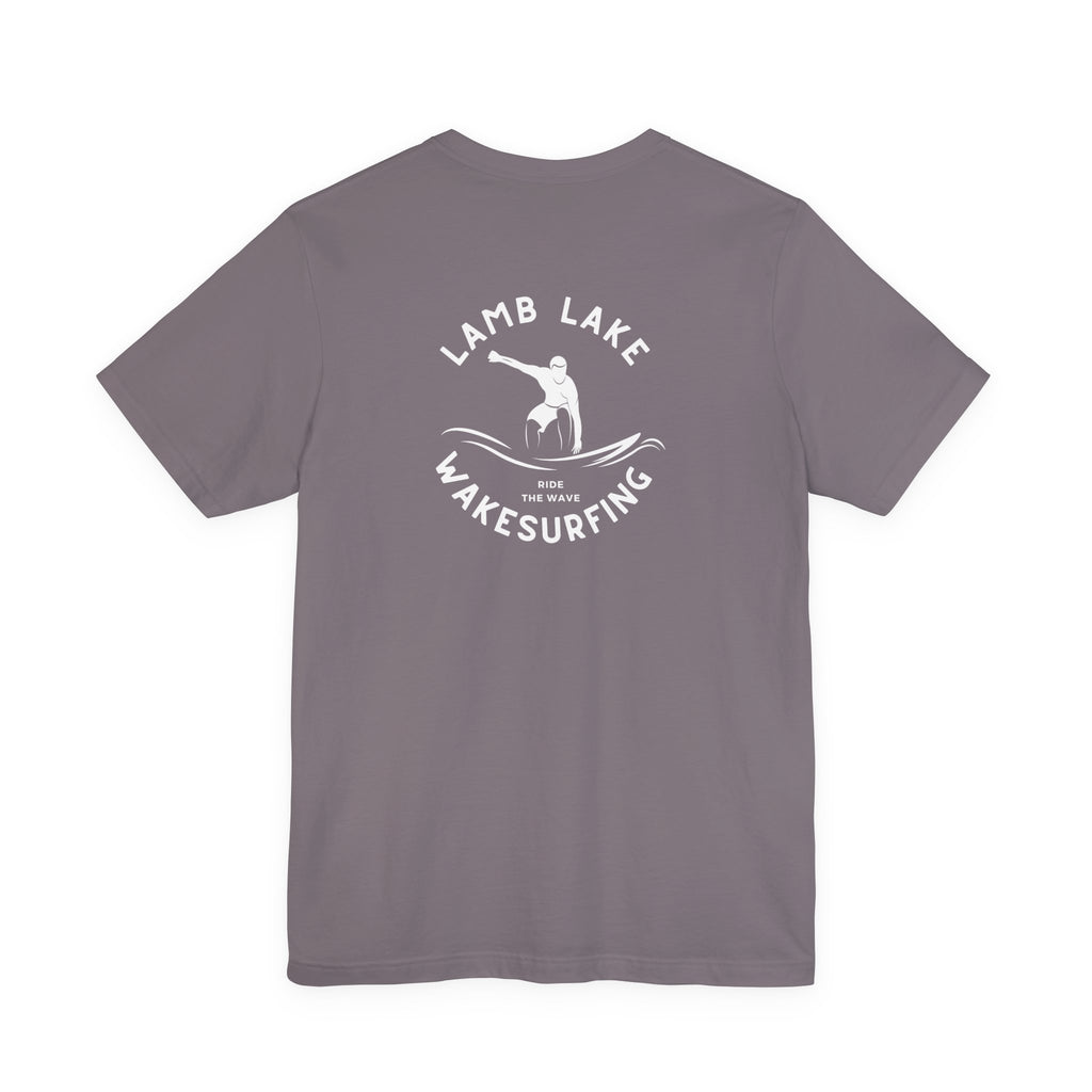 Wakesurf Pocket & Back Print Lamb Lake Minimalist Tee —  Short Sleeve Shirt