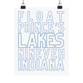 Poster — Float Prince’s Lakes, Nineveh Indiana (Minimal Blue Typography)