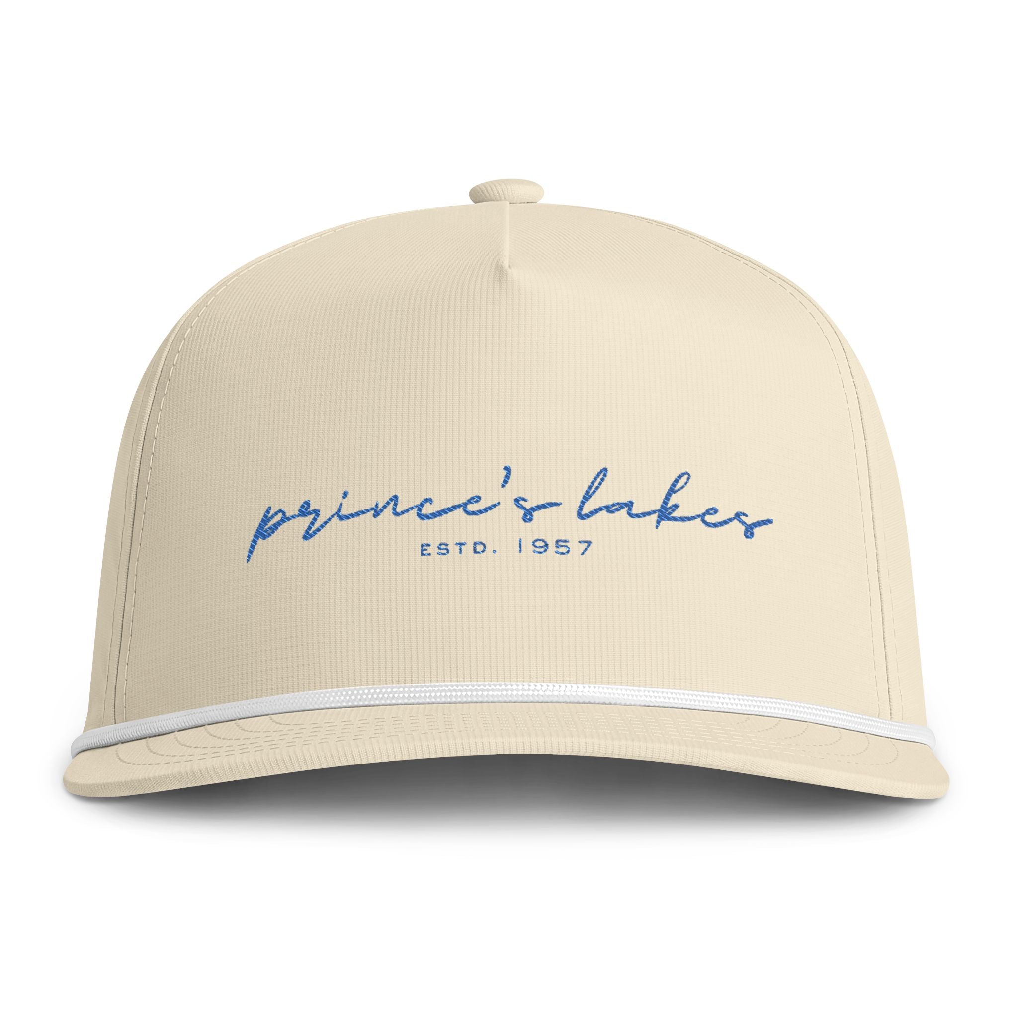 Sunwashed Rope Cap – 'Prince's Lakes' Vintage Script Baseball Hat