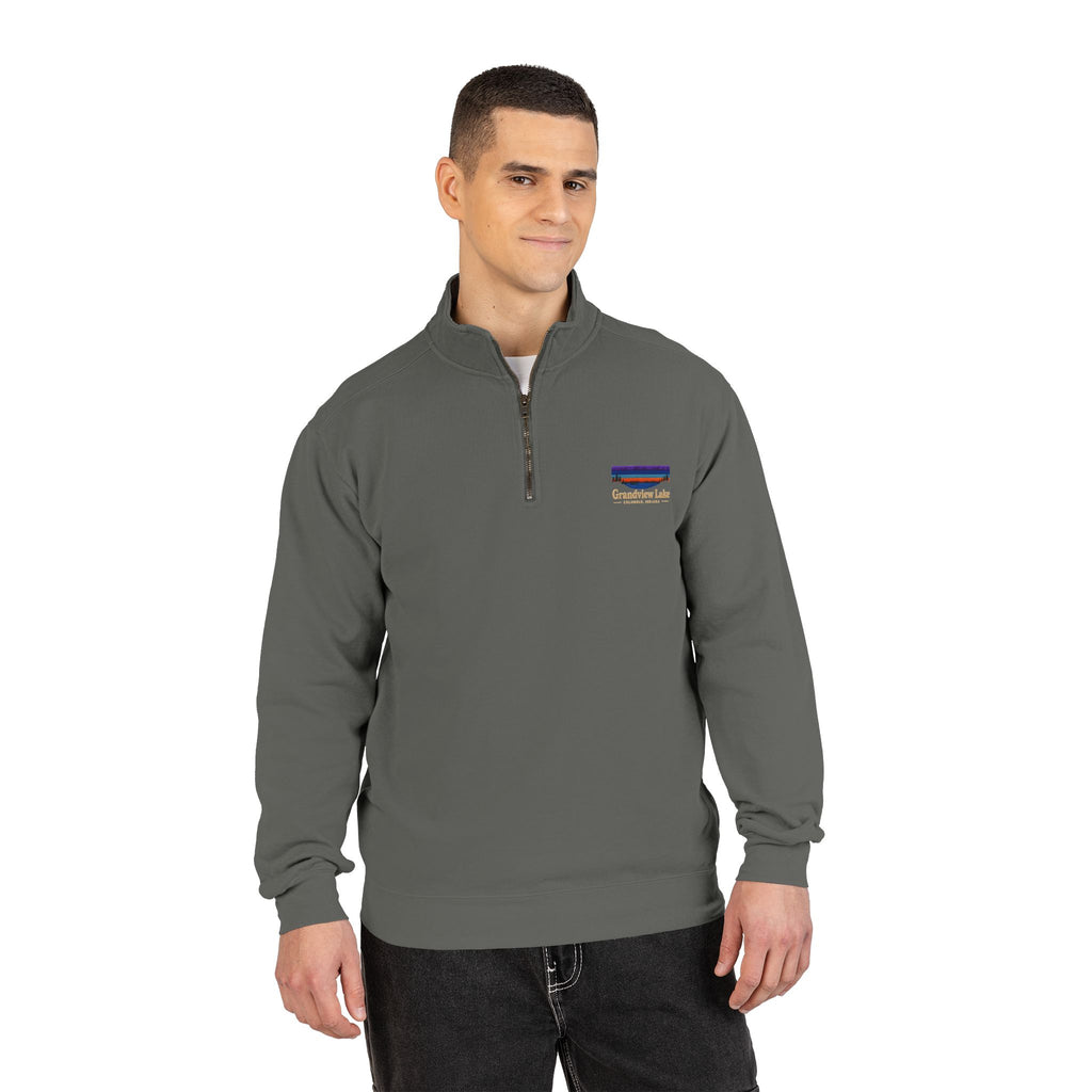 Quarter-Zip Sweatshirt — Grandview Lake Retro Sunset Patch