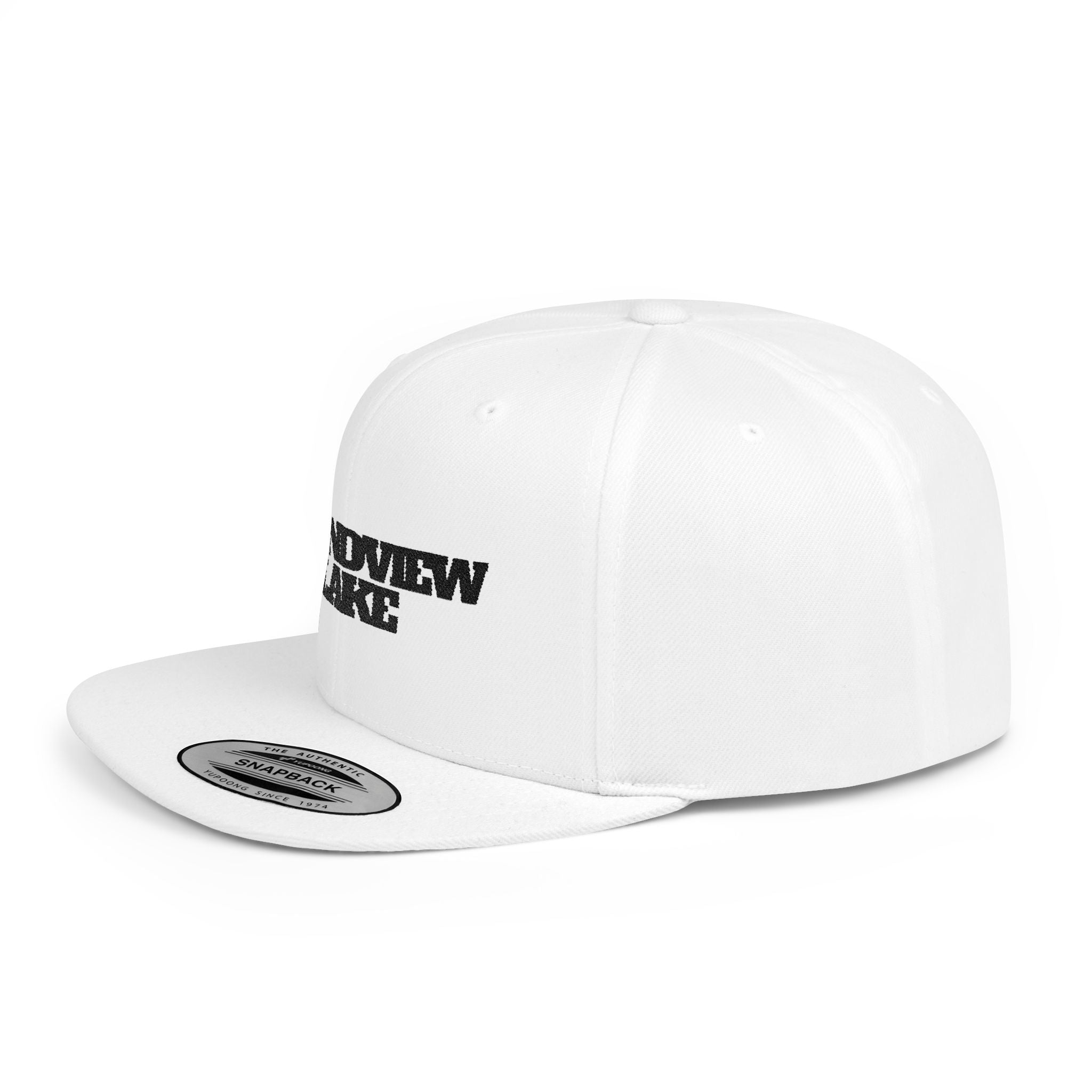 Grandview Lake Flat Bill Snapback Hat — Retro Embroidered Lake Cap