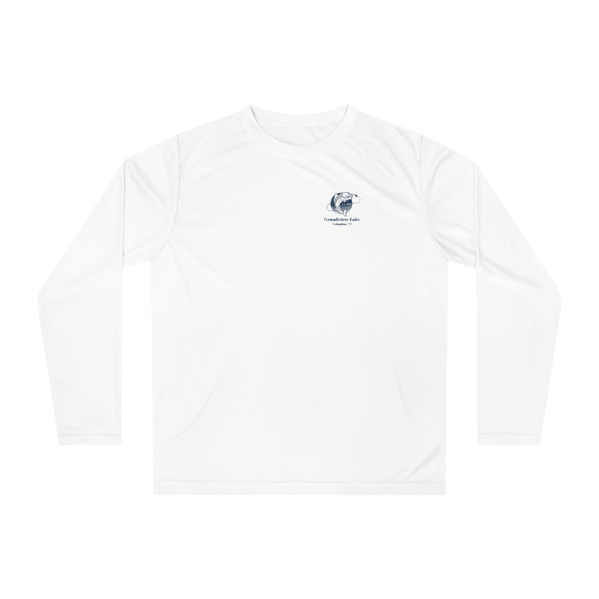 Performance Long Sleeve Shirt — Vintage Faded Fishing Grandview Lake Logo