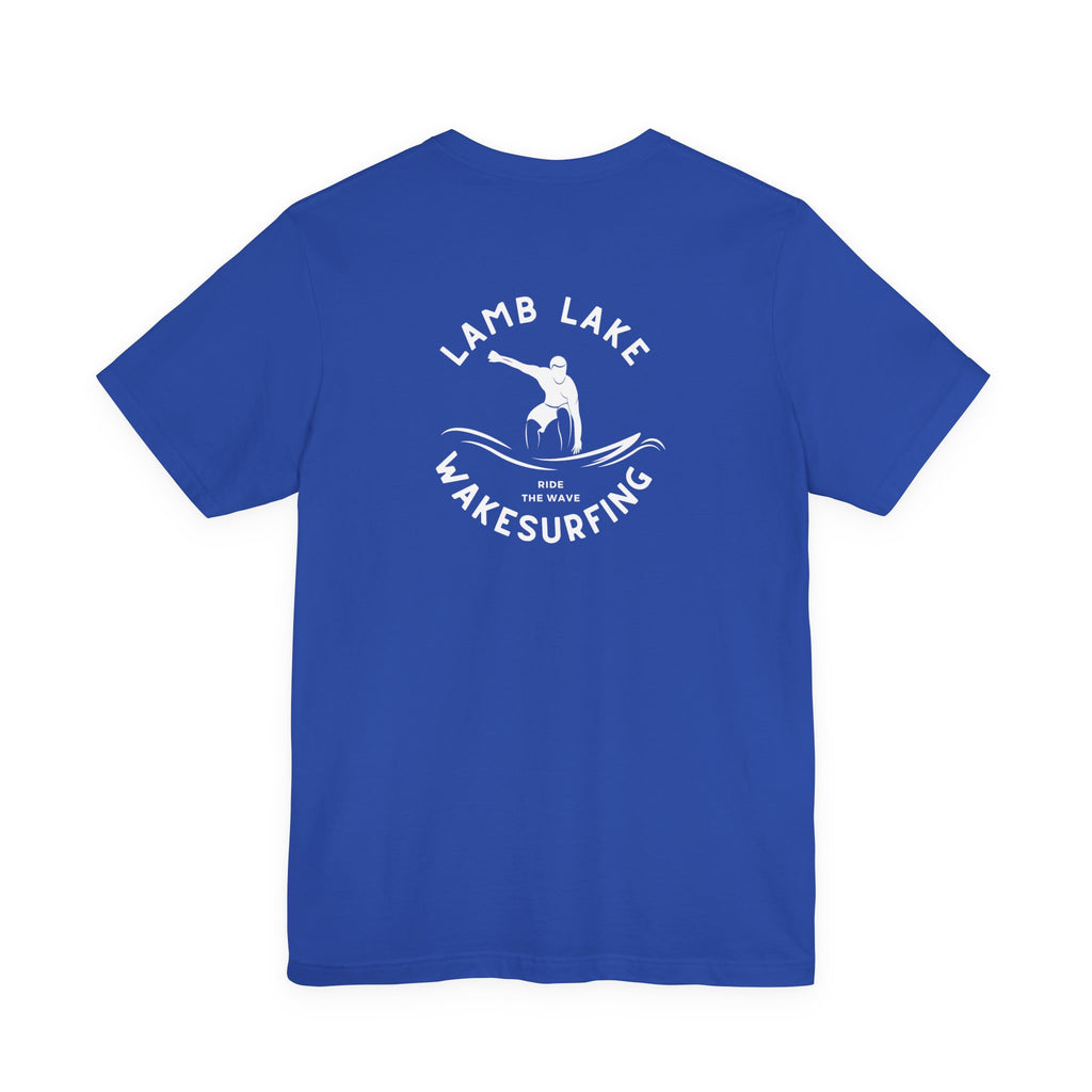Wakesurf Pocket & Back Print Lamb Lake Minimalist Tee —  Short Sleeve Shirt