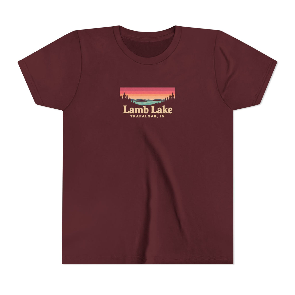 Youth Tee — Lamb Lake Retro Sunset Graphic