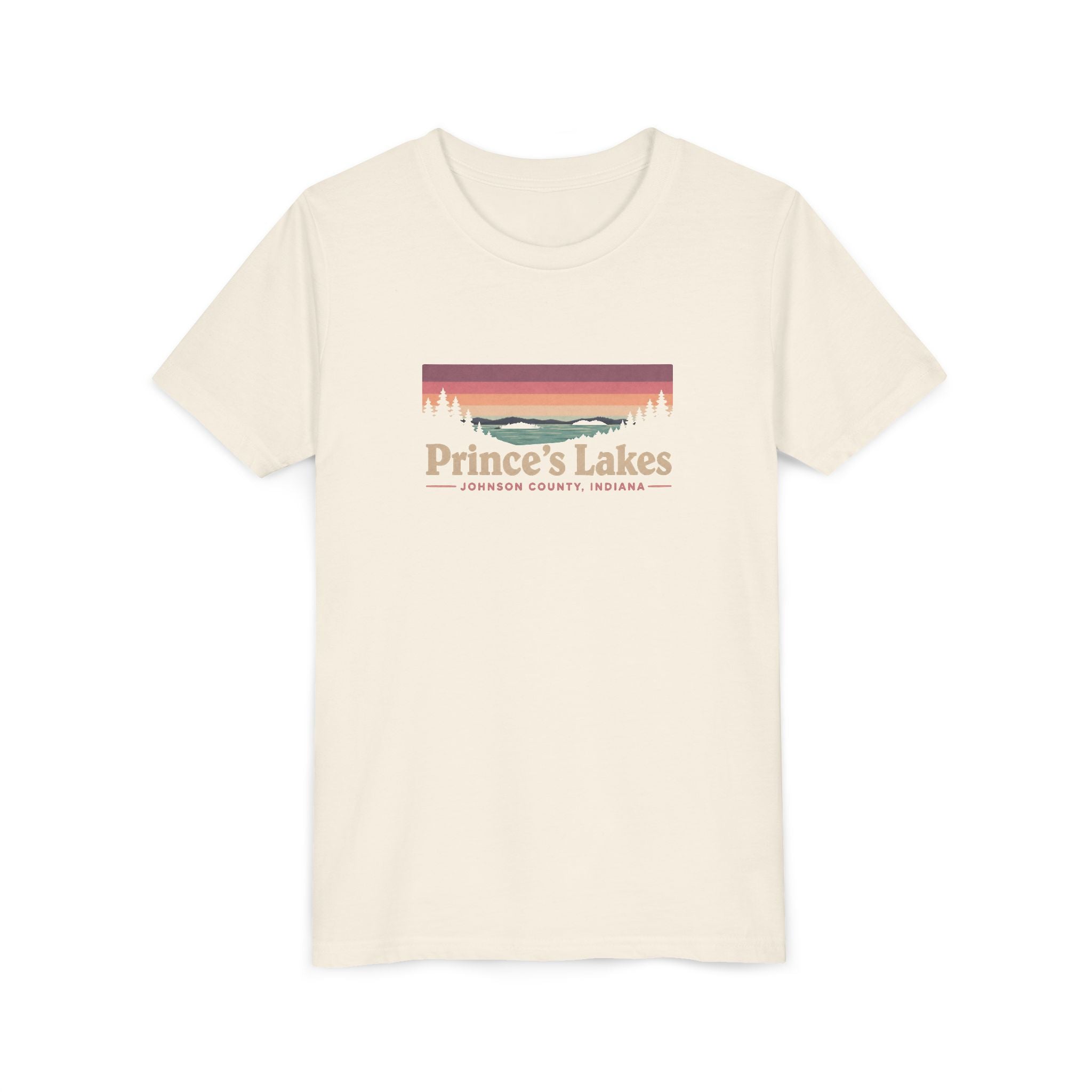 Youth Tee — Prince's Lakes Retro Sunset Graphic