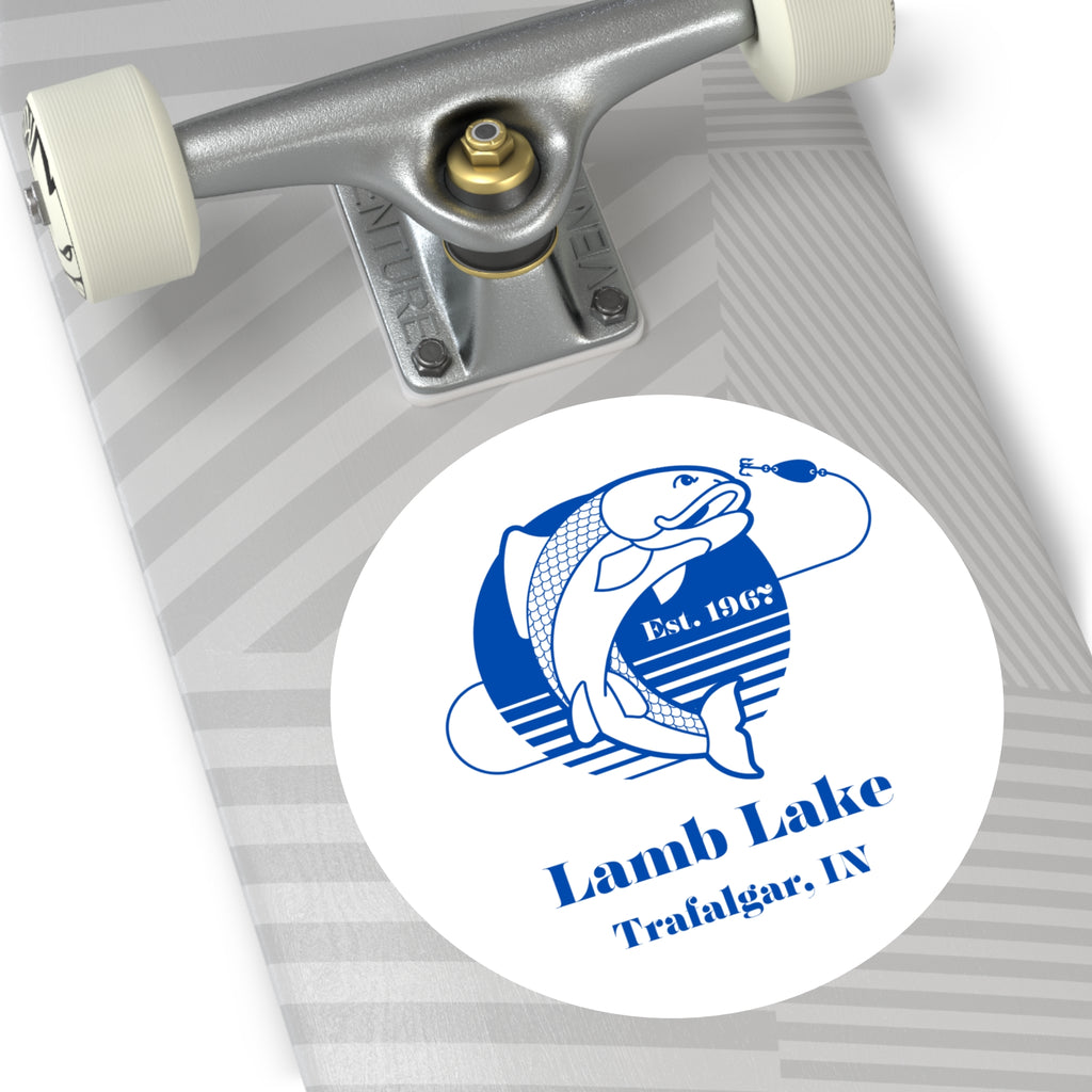 Lamb Lake Fishing Round Vinyl Sticker