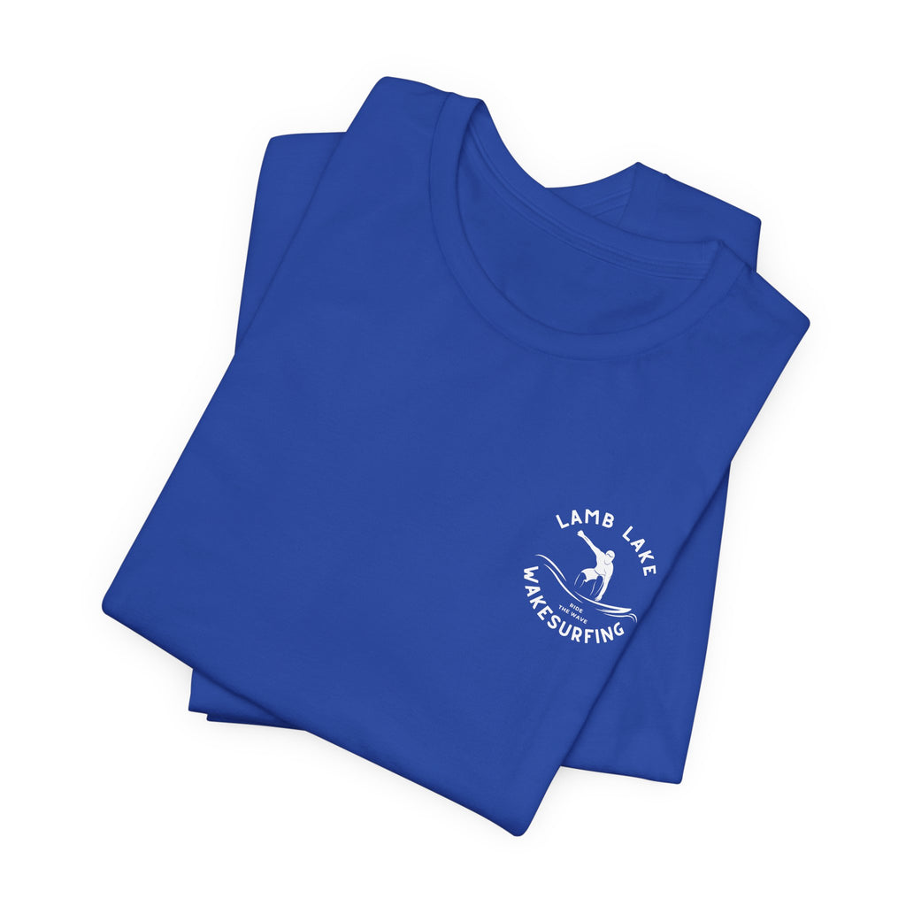 Wakesurf Pocket & Back Print Lamb Lake Minimalist Tee —  Short Sleeve Shirt