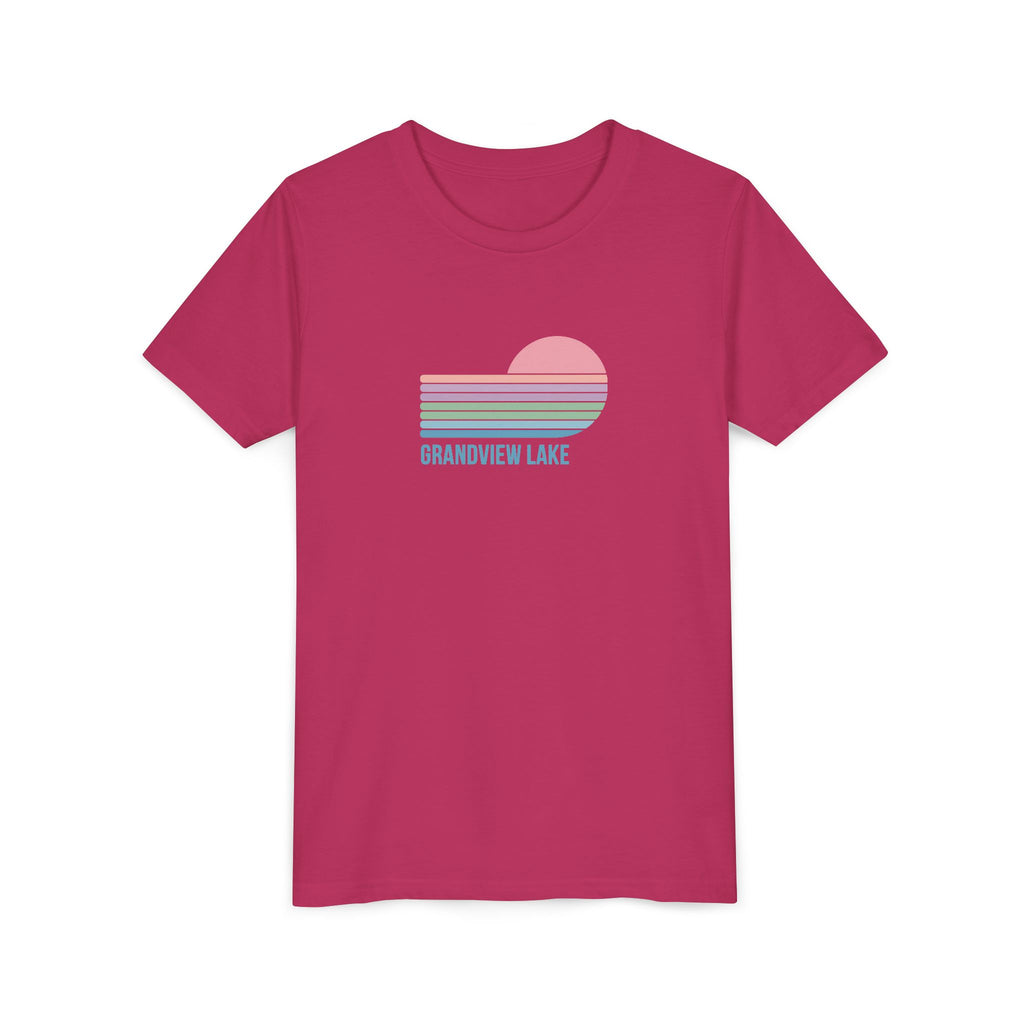 Youth Tee — 'Grandview Lake' Pastel Retro Sunset Kids T-Shirt