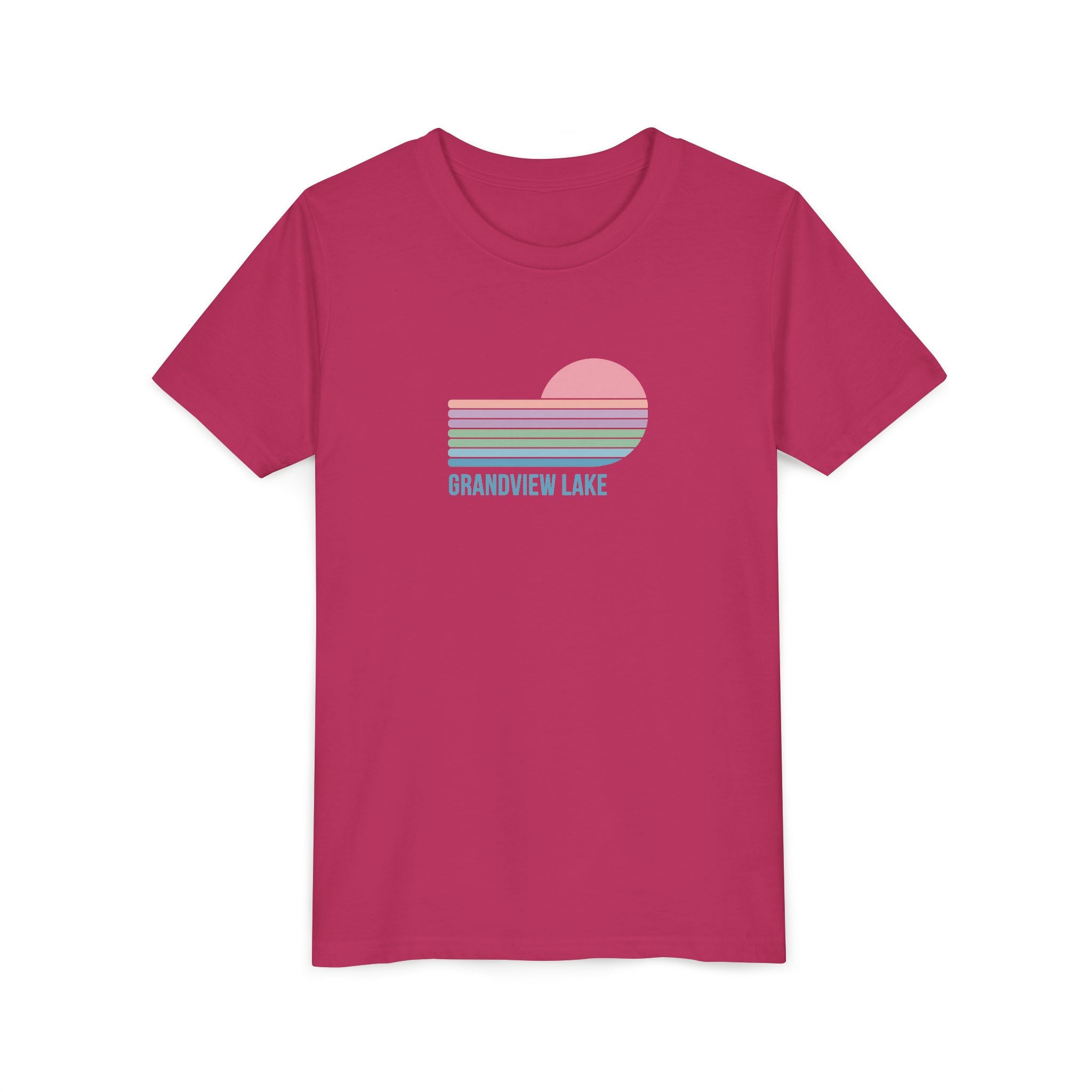 Youth Tee — 'Grandview Lake' Pastel Retro Sunset Kids T-Shirt