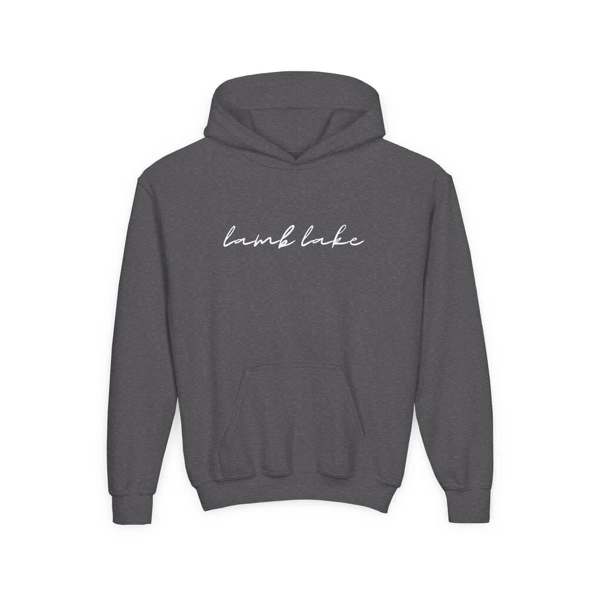 Youth Hoodie with "lamb lake" Script — Soft Casual Pullover