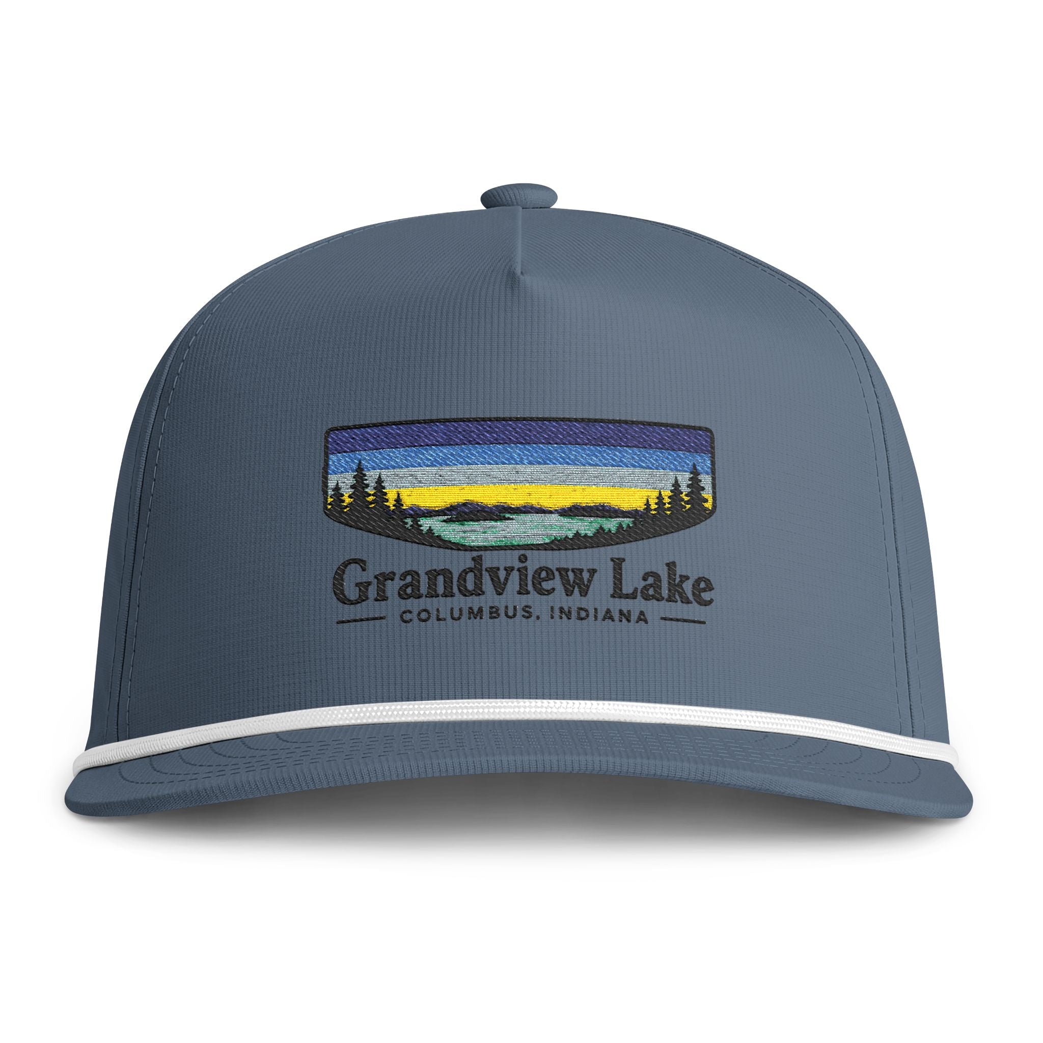 Grandview Lake Sunset Rope Cap — Vintage Sunwashed Embroidered Baseball Hat