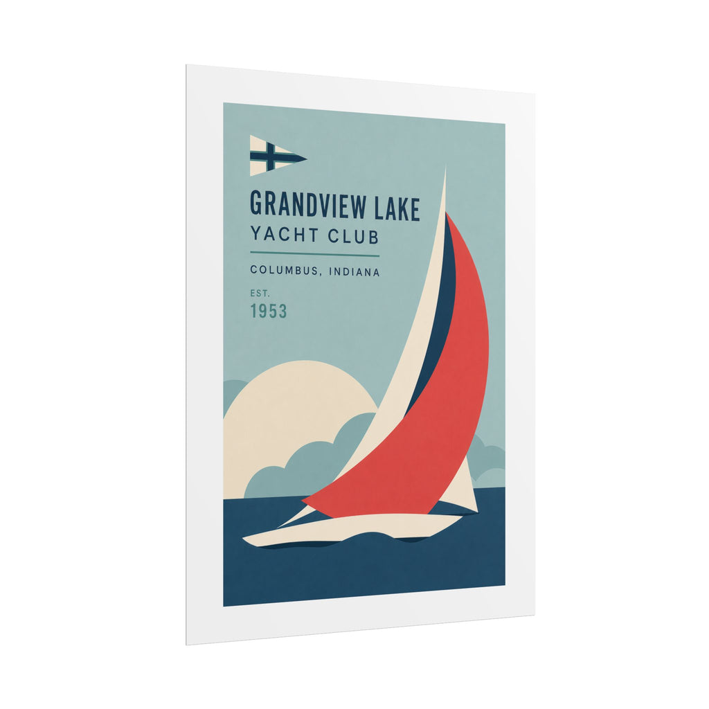 Grandview Lake Yacht Club Poster — Retro Sailing Print (Columbus, Indiana)