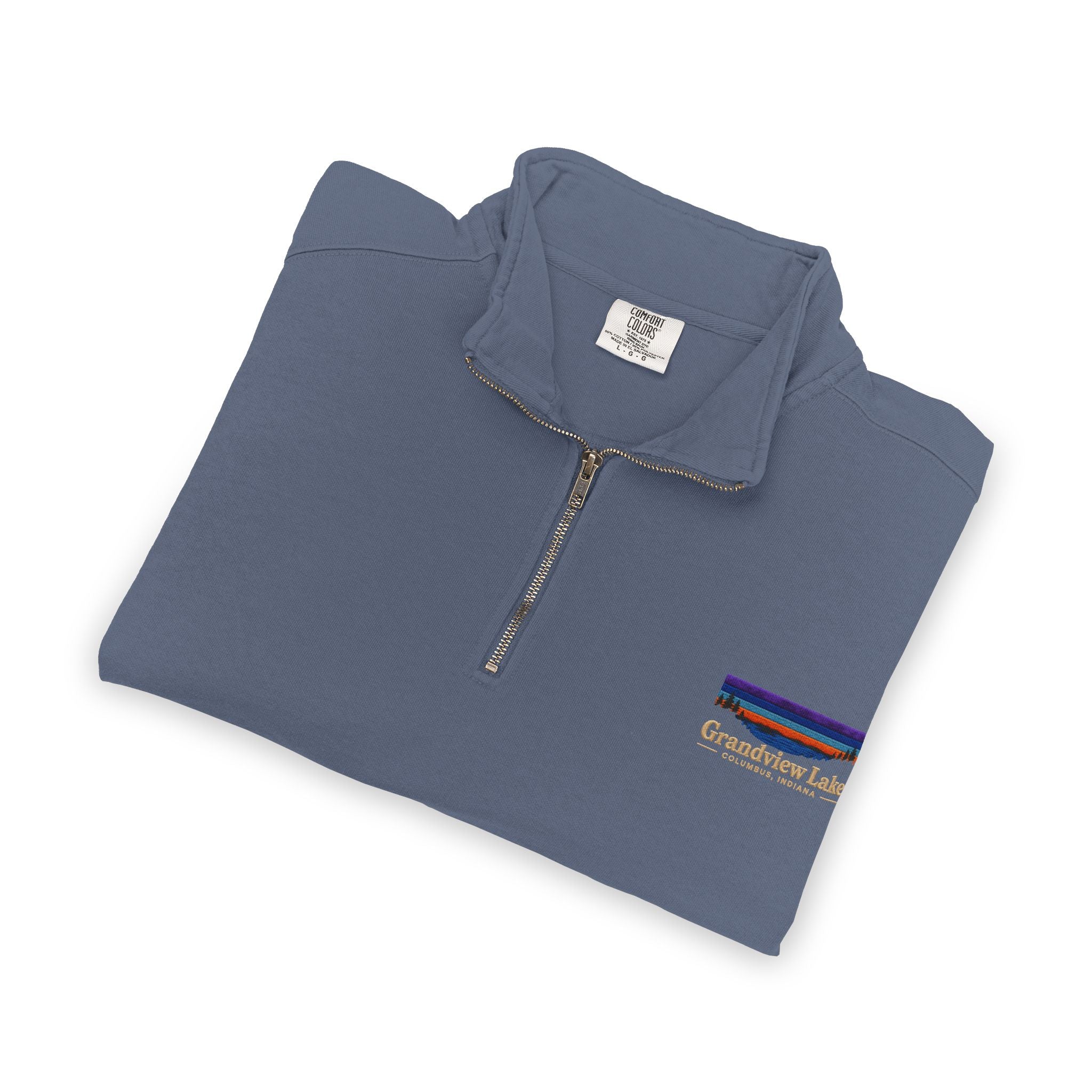 Quarter-Zip Sweatshirt — Grandview Lake Retro Sunset Patch