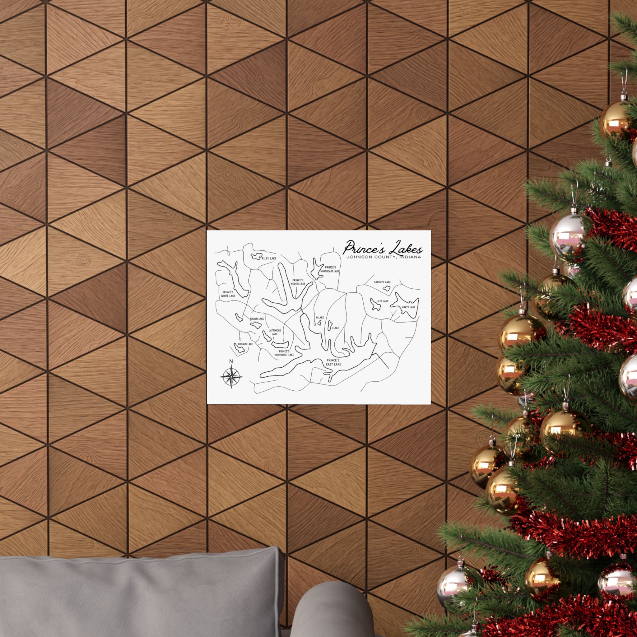 Prince's Lakes Map Poster — Matte Horizontal Lake Map Print
