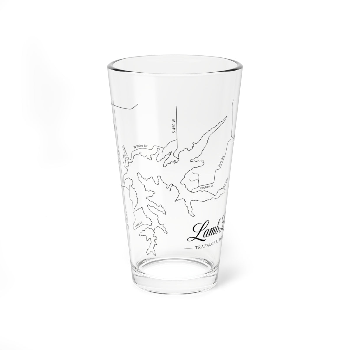 Mixing Glass — 16oz Lamb Lake Map Pint Glass