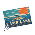 Lamb Lake Vintage Boat Puzzle — Trafalgar, IN Retro Lakeside Jigsaw (1014 pcs)