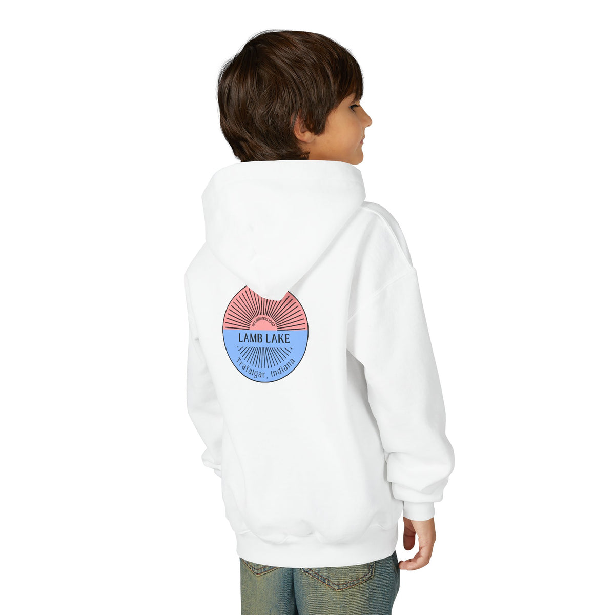 Youth Hoodie - Lamb Lake Retro Sunrise Logo Pullover