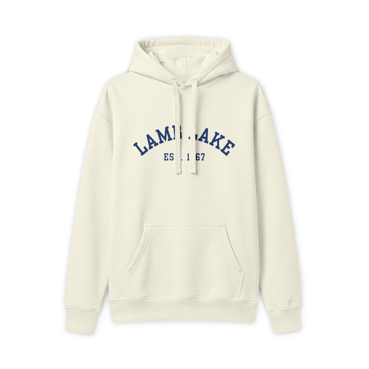 Lamb Lake Hoodie - Vintage Blue Text Lake Sweatshirt
